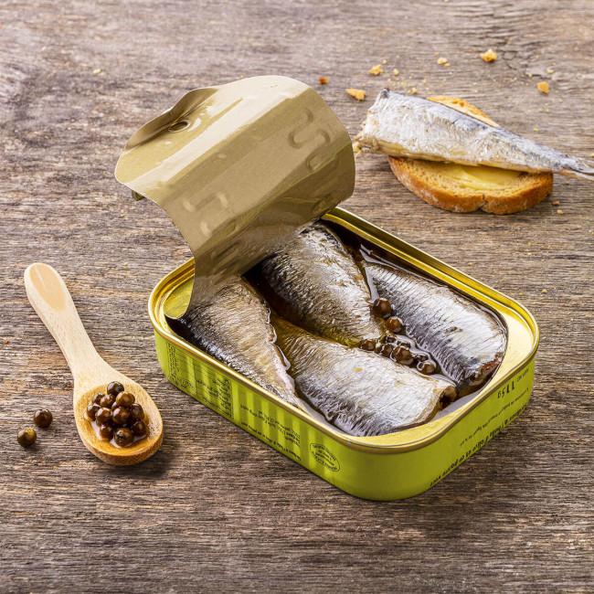 Sardines au poivre vert