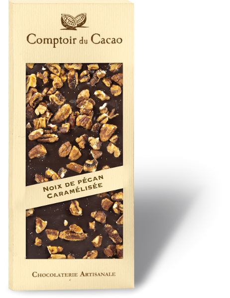 Tablette noire noix de pécan caramélisée
