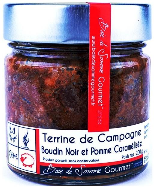 terrine de campagne boudin noir et pomme caramélisée